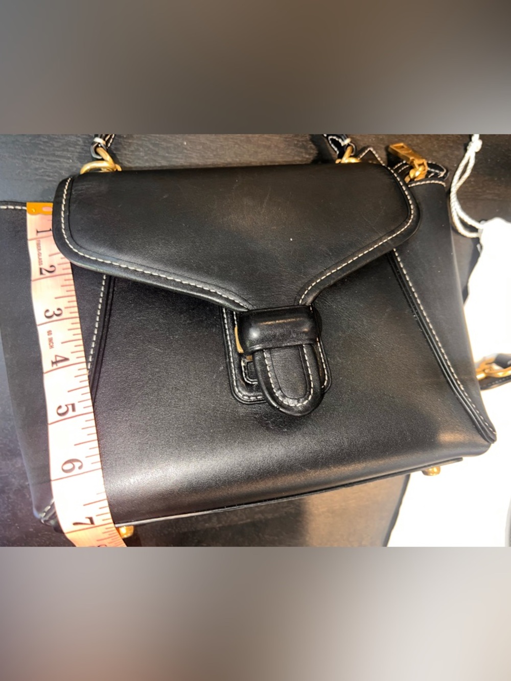 Coach Courier Carryall Leather Tote Bag Black Gold Hardware Crossbody - Picture 10 of 11